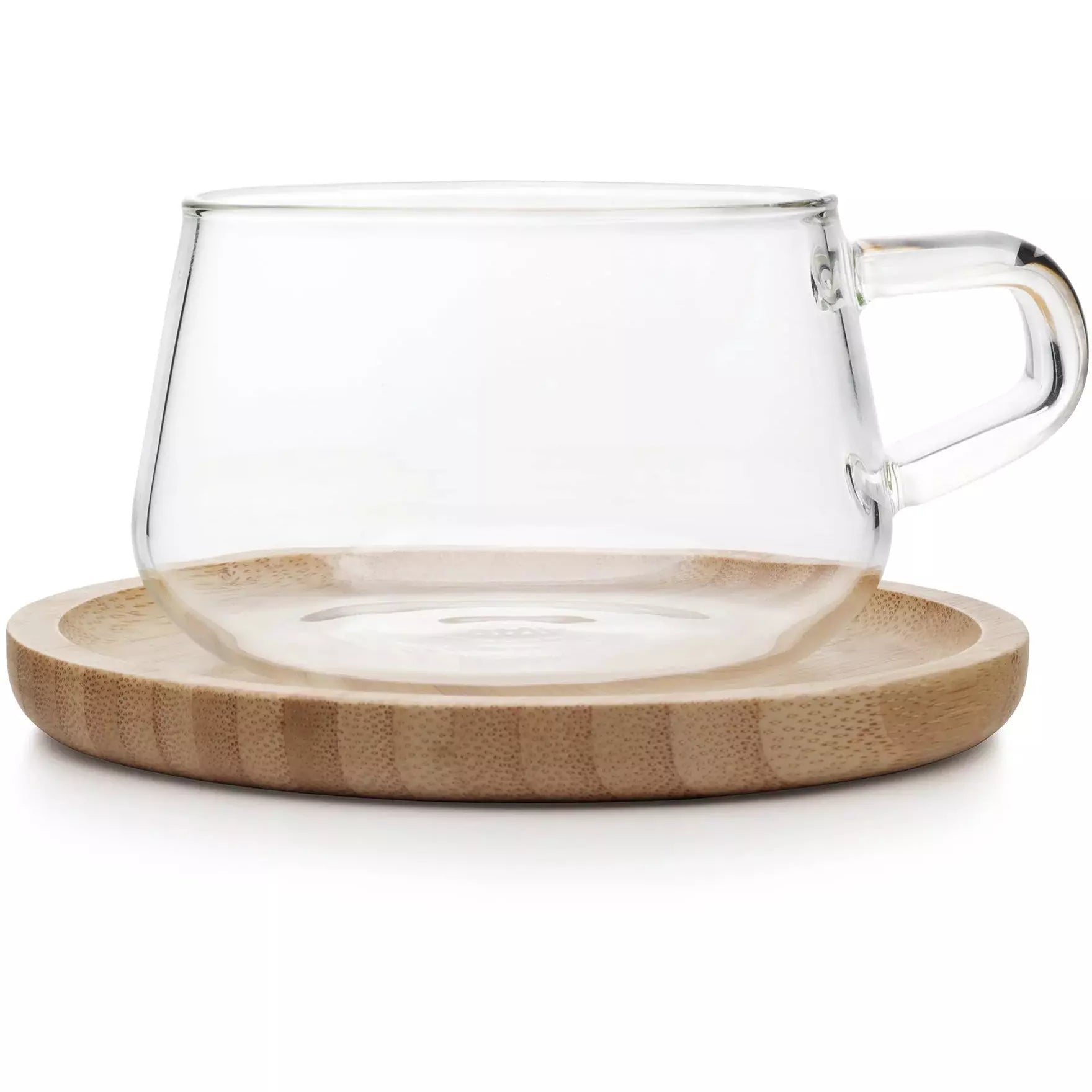 Transparent classic cup with bamboo saucer